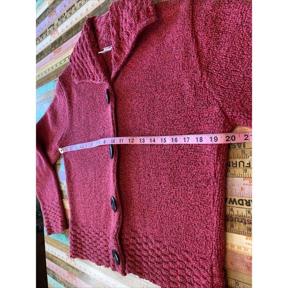 HABITAT Cardigan S/M Sweater Lagenlook Button Down 100% Cotton Chunky Knit Pink - Picture 11 of 12